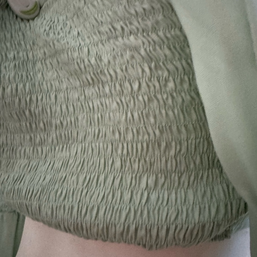 Smocked Crop Top in Sage Green